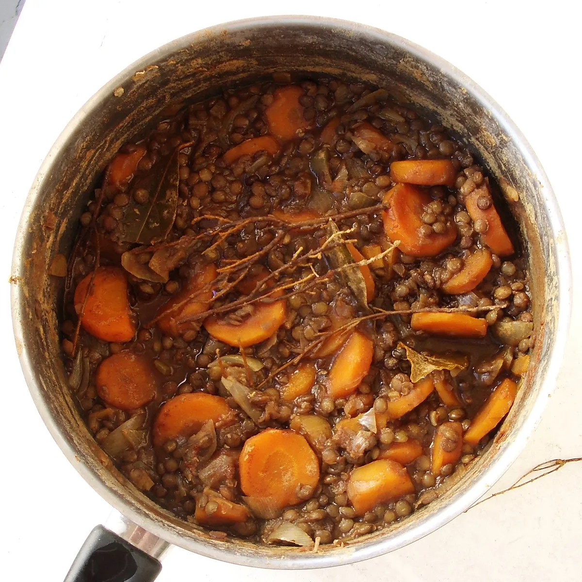 Guiso casero de lentejas con zanahoria