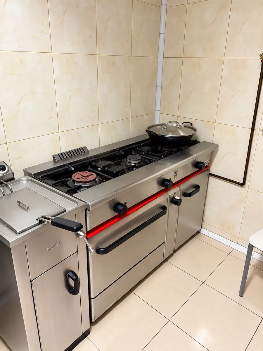 Fogones y horno de la cocina profesional